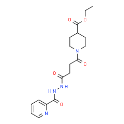 ChemSpider 2D Image | Ethyl 1-{4-oxo-4-[2-(2-pyridinylcarbonyl)hydrazino]butanoyl}-4-piperidinecarboxylate | C18H24N4O5