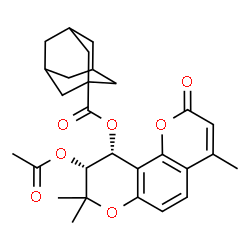 ChemSpider 2D Image | (9R,10R)-9-Acetoxy-4,8,8-trimethyl-2-oxo-9,10-dihydro-2H,8H-pyrano[2,3-f]chromen-10-yl 1-adamantanecarboxylate | C28H32O7