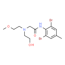 ChemSpider 2D Image | N-(2,6-Dibromo-4-methylphenyl)-N~2~-(2-hydroxyethyl)-N~2~-(2-methoxyethyl)glycinamide | C14H20Br2N2O3