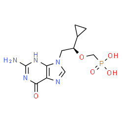 ChemSpider 2D Image | {[(1R)-2-(2-Amino-6-oxo-3,6-dihydro-9H-purin-9-yl)-1-cyclopropylethoxy]methyl}phosphonic acid | C11H16N5O5P
