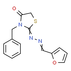 ChemSpider 2D Image | 3-Benzyl-2-[(2-furylmethylene)hydrazono]-1,3-thiazolidin-4-one | C15H13N3O2S
