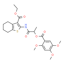 ChemSpider 2D Image | Ethyl 2-({2-[(2,4,5-trimethoxybenzoyl)oxy]propanoyl}amino)-4,5,6,7-tetrahydro-1-benzothiophene-3-carboxylate | C24H29NO8S