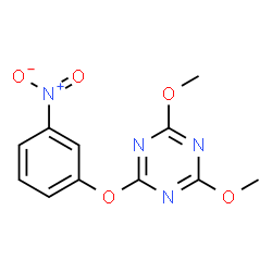 ChemSpider 2D Image | 2,4-Dimethoxy-6-(3-nitrophenoxy)-1,3,5-triazine | C11H10N4O5