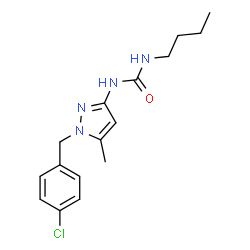 ChemSpider 2D Image | 1-Butyl-3-[1-(4-chlorobenzyl)-5-methyl-1H-pyrazol-3-yl]urea | C16H21ClN4O