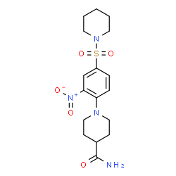 ChemSpider 2D Image | 1-[2-Nitro-4-(1-piperidinylsulfonyl)phenyl]-4-piperidinecarboxamide | C17H24N4O5S