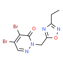 ChemSpider 2D Image | 4,5-Dibromo-2-[(3-ethyl-1,2,4-oxadiazol-5-yl)methyl]-3(2H)-pyridazinone | C9H8Br2N4O2