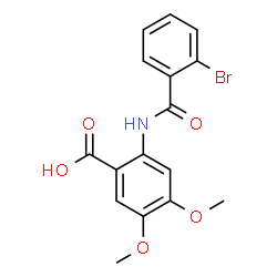 ChemSpider 2D Image | 2-[(2-Bromobenzoyl)amino]-4,5-dimethoxybenzoic acid | C16H14BrNO5