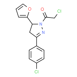ChemSpider 2D Image | 2-Chloro-1-[3-(4-chlorophenyl)-5-(2-furyl)-4,5-dihydro-1H-pyrazol-1-yl]ethanone | C15H12Cl2N2O2