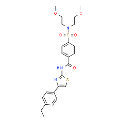 ChemSpider 2D Image | 4-[Bis(2-methoxyethyl)sulfamoyl]-N-[4-(4-ethylphenyl)-1,3-thiazol-2-yl]benzamide | C24H29N3O5S2