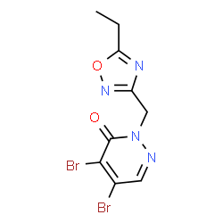 ChemSpider 2D Image | 4,5-Dibromo-2-[(5-ethyl-1,2,4-oxadiazol-3-yl)methyl]-3(2H)-pyridazinone | C9H8Br2N4O2