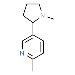 ChemSpider 2D Image | 2-Methyl-5-(1-methyl-2-pyrrolidinyl)pyridine | C11H16N2