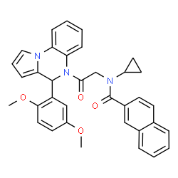 ChemSpider 2D Image | N-Cyclopropyl-N-{2-[4-(2,5-dimethoxyphenyl)pyrrolo[1,2-a]quinoxalin-5(4H)-yl]-2-oxoethyl}-2-naphthamide | C35H31N3O4