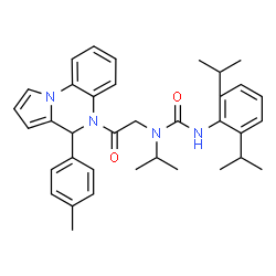 ChemSpider 2D Image | 3-(2,6-Diisopropylphenyl)-1-isopropyl-1-{2-[4-(4-methylphenyl)pyrrolo[1,2-a]quinoxalin-5(4H)-yl]-2-oxoethyl}urea | C36H42N4O2