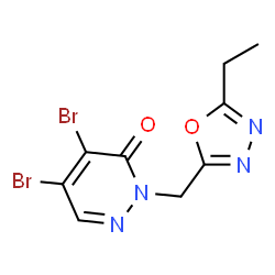 ChemSpider 2D Image | 4,5-Dibromo-2-[(5-ethyl-1,3,4-oxadiazol-2-yl)methyl]-3(2H)-pyridazinone | C9H8Br2N4O2