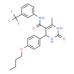 ChemSpider 2D Image | 4-(4-Butoxyphenyl)-6-methyl-2-oxo-N-[3-(trifluoromethyl)phenyl]-1,2,3,4-tetrahydro-5-pyrimidinecarboxamide | C23H24F3N3O3