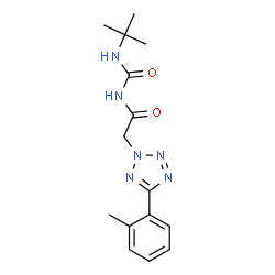 ChemSpider 2D Image | 2-[5-(2-Methylphenyl)-2H-tetrazol-2-yl]-N-[(2-methyl-2-propanyl)carbamoyl]acetamide | C15H20N6O2