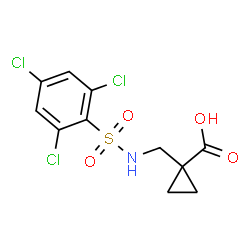 ChemSpider 2D Image | 1-({[(2,4,6-Trichlorophenyl)sulfonyl]amino}methyl)cyclopropanecarboxylic acid | C11H10Cl3NO4S