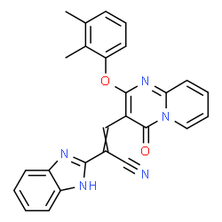 ChemSpider 2D Image | 2-(1H-Benzimidazol-2-yl)-3-[2-(2,3-dimethylphenoxy)-4-oxo-4H-pyrido[1,2-a]pyrimidin-3-yl]acrylonitrile | C26H19N5O2