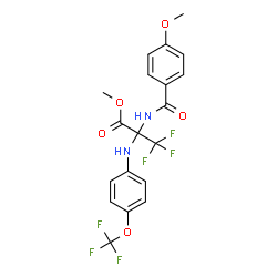 ChemSpider 2D Image | Methyl 3,3,3-trifluoro-2-[(4-methoxybenzoyl)amino]-N-[4-(trifluoromethoxy)phenyl]alaninate | C19H16F6N2O5
