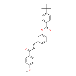 ChemSpider 2D Image | 3-[3-(4-Methoxyphenyl)-3-oxo-1-propen-1-yl]phenyl 4-(2-methyl-2-propanyl)benzoate | C27H26O4