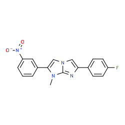 ChemSpider 2D Image | 6-(4-Fluorophenyl)-1-methyl-2-(3-nitrophenyl)-1H-imidazo[1,2-a]imidazole | C18H13FN4O2