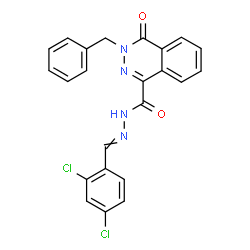 ChemSpider 2D Image | 3-Benzyl-N'-(2,4-dichlorobenzylidene)-4-oxo-3,4-dihydro-1-phthalazinecarbohydrazide | C23H16Cl2N4O2