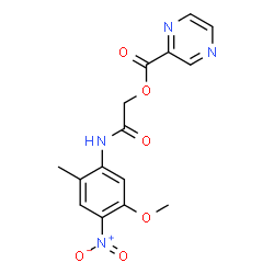 ChemSpider 2D Image | 2-[(5-Methoxy-2-methyl-4-nitrophenyl)amino]-2-oxoethyl 2-pyrazinecarboxylate | C15H14N4O6
