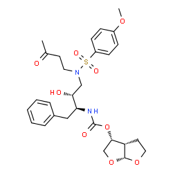 ChemSpider 2D Image | (3R,3aS,6aR)-Hexahydrofuro[2,3-b]furan-3-yl [(2S,3R)-3-hydroxy-4-{[(4-methoxyphenyl)sulfonyl](3-oxobutyl)amino}-1-phenyl-2-butanyl]carbamate | C28H36N2O9S