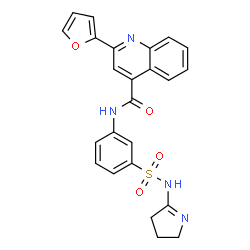 ChemSpider 2D Image | N-[3-(3,4-Dihydro-2H-pyrrol-5-ylsulfamoyl)phenyl]-2-(2-furyl)-4-quinolinecarboxamide | C24H20N4O4S