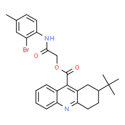ChemSpider 2D Image | 2-[(2-Bromo-4-methylphenyl)amino]-2-oxoethyl 2-(2-methyl-2-propanyl)-1,2,3,4-tetrahydro-9-acridinecarboxylate | C27H29BrN2O3