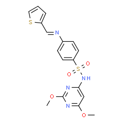ChemSpider 2D Image | N-(2,6-Dimethoxy-4-pyrimidinyl)-4-[(E)-(2-thienylmethylene)amino]benzenesulfonamide | C17H16N4O4S2