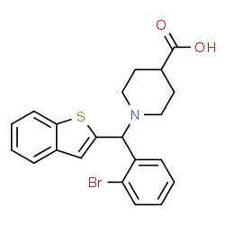 ChemSpider 2D Image | 1-[1-Benzothiophen-2-yl(2-bromophenyl)methyl]-4-piperidinecarboxylic acid | C21H20BrNO2S