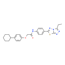 ChemSpider 2D Image | 2-(4-Cyclohexylphenoxy)-N-[4-(3-ethyl[1,2,4]triazolo[3,4-b][1,3,4]thiadiazol-6-yl)phenyl]acetamide | C25H27N5O2S