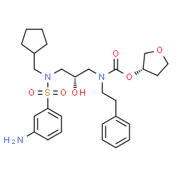ChemSpider 2D Image | (3S)-Tetrahydro-3-furanyl [(2S)-3-{[(3-aminophenyl)sulfonyl](cyclopentylmethyl)amino}-2-hydroxypropyl](2-phenylethyl)carbamate | C28H39N3O6S