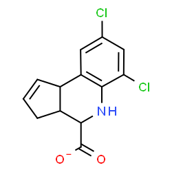 ChemSpider 2D Image | 6,8-Dichloro-3a,4,5,9b-tetrahydro-3H-cyclopenta[c]quinoline-4-carboxylate | C13H10Cl2NO2