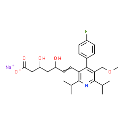 ChemSpider 2D Image | Sodium 7-[4-(4-fluorophenyl)-2,6-diisopropyl-5-(methoxymethyl)-3-pyridinyl]-3,5-dihydroxy-6-heptenoate | C26H33FNNaO5