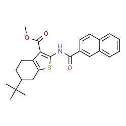 ChemSpider 2D Image | Methyl 6-tert-butyl-2-(2-naphthoylamino)-4,5,6,7-tetrahydro-1-benzothiophene-3-carboxylate | C25H27NO3S