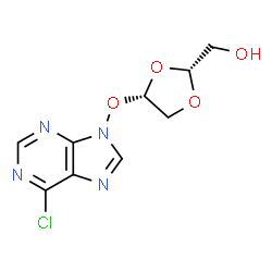 ChemSpider 2D Image | {(2R,4S)-4-[(6-Chloro-9H-purin-9-yl)oxy]-1,3-dioxolan-2-yl}methanol | C9H9ClN4O4