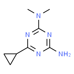ChemSpider 2D Image | 6-Cyclopropyl-N,N-dimethyl-1,3,5-triazine-2,4-diamine | C8H13N5