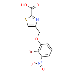 ChemSpider 2D Image | 4-[(2-Bromo-3-nitrophenoxy)methyl]-1,3-thiazole-2-carboxylic acid | C11H7BrN2O5S