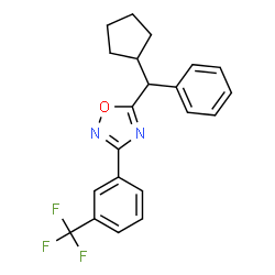 ChemSpider 2D Image | 5-[Cyclopentyl(phenyl)methyl]-3-[3-(trifluoromethyl)phenyl]-1,2,4-oxadiazole | C21H19F3N2O