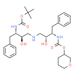 ChemSpider 2D Image | 2-Methyl-2-propanyl tetrahydro-2H-pyran-3-yl {iminobis[(2S,3R)-3-hydroxy-1-phenyl-4,2-butanediyl]}biscarbamate | C31H45N3O7