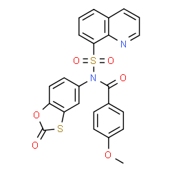 ChemSpider 2D Image | 4-Methoxy-N-(2-oxo-1,3-benzoxathiol-5-yl)-N-(8-quinolinylsulfonyl)benzamide | C24H16N2O6S2