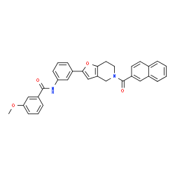 ChemSpider 2D Image | 3-Methoxy-N-{3-[5-(2-naphthoyl)-4,5,6,7-tetrahydrofuro[3,2-c]pyridin-2-yl]phenyl}benzamide | C32H26N2O4