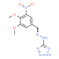 ChemSpider 2D Image | 5-[2-(3,4-Dimethoxy-5-nitrobenzylidene)hydrazino]-2H-tetrazole | C10H11N7O4