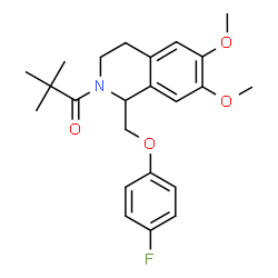 ChemSpider 2D Image | 1-{1-[(4-Fluorophenoxy)methyl]-6,7-dimethoxy-3,4-dihydro-2(1H)-isoquinolinyl}-2,2-dimethyl-1-propanone | C23H28FNO4