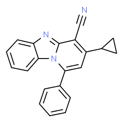 ChemSpider 2D Image | 3-Cyclopropyl-1-phenylpyrido[1,2-a]benzimidazole-4-carbonitrile | C21H15N3