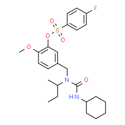 ChemSpider 2D Image | 5-{[sec-Butyl(cyclohexylcarbamoyl)amino]methyl}-2-methoxyphenyl 4-fluorobenzenesulfonate | C25H33FN2O5S