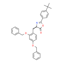 ChemSpider 2D Image | 4-[2,4-Bis(benzyloxy)benzylidene]-2-[4-(2-methyl-2-propanyl)phenyl]-1,3-oxazol-5(4H)-one | C34H31NO4