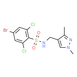 ChemSpider 2D Image | 4-Bromo-2,6-dichloro-N-[(1,3-dimethyl-1H-pyrazol-4-yl)methyl]benzenesulfonamide | C12H12BrCl2N3O2S